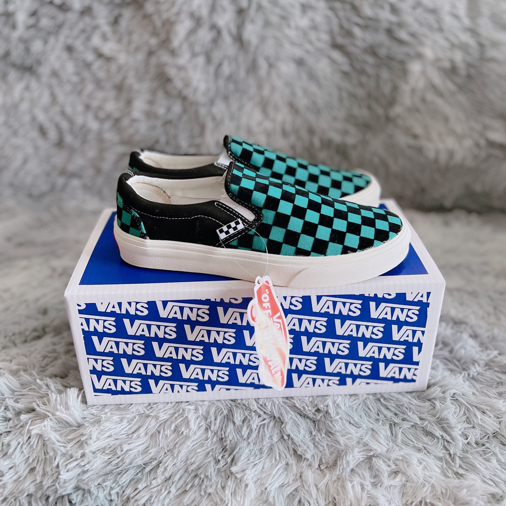 Giày vans caro xanh hàng 1:1 chất lượng
