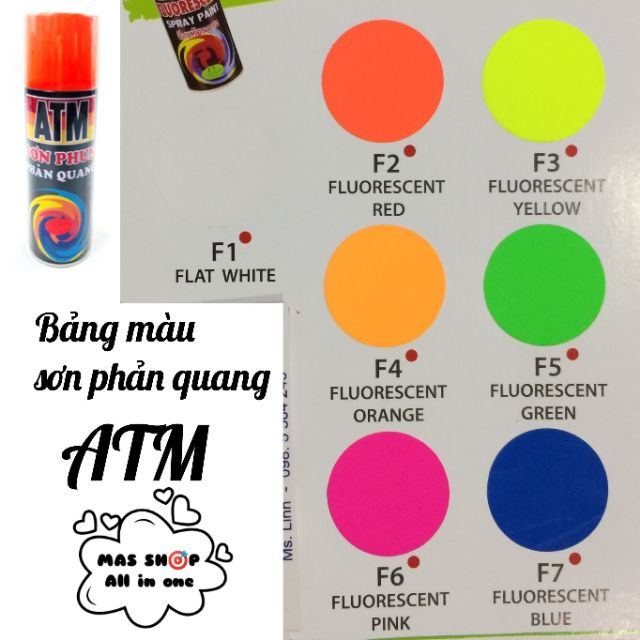 Sơn phun xịt phản quang (phát quang, dạ quang) ATM đủ màu 400ml