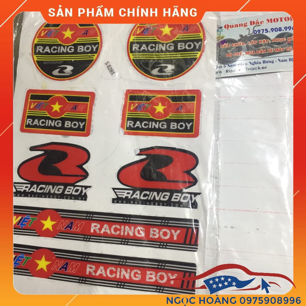 BỘ TEM DÁN TRANG TRÍ XE MÁY 3D RACING BOY VIET NAM MÃ S8285 💥
