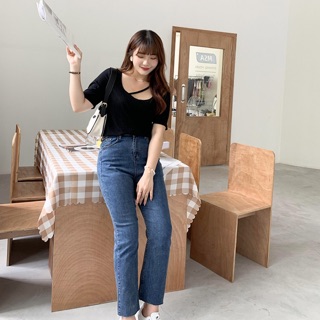 Áo thun gân big size cổ chữ U dây chéo size lớn 60-100kg