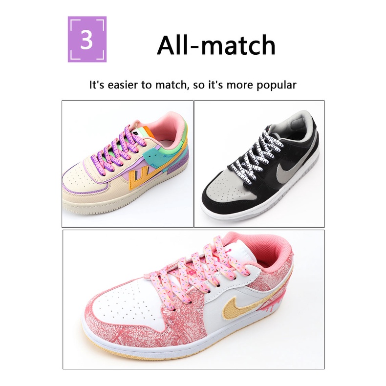 1 Cặp Dây Giày Dẹt In Họa Tiết Cổ Điển