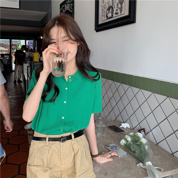 áo polo Ngắn Tay Form Rộng Thời Trang Theo Phong Cách Hàn Quốc Dành Cho Nữ | BigBuy360 - bigbuy360.vn