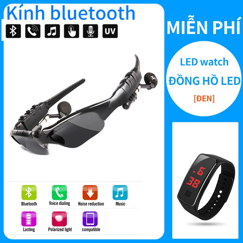 Miễn phí Đồng hồ led (CHẤT LƯỢNG SỐ 1)Kính thông minh 5.0 kèm tai nghe BLuetooth, kính bluetooth cao cấp