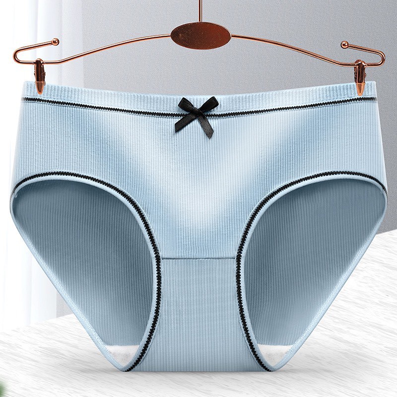 Quần Lót Nữ Cotton gân tăm viền đen điệu đà phối viền đen đính nơ xinh mẫu A04