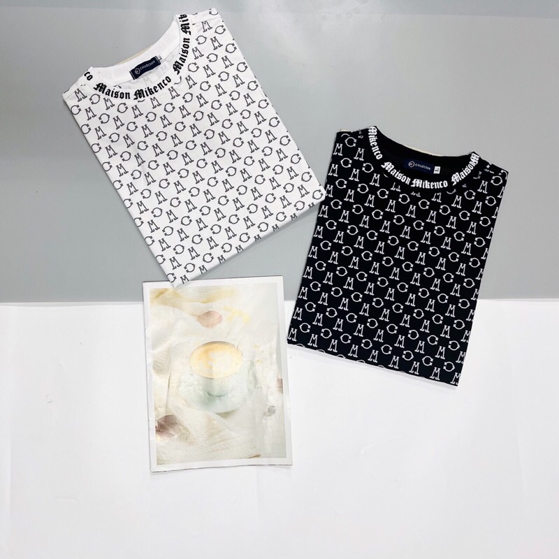 Áo thun cổ tròn Mikenco Monogram chất cotton xịn đẹp, Áo thun Mikenko nam nữ hoạ tiết 5D hot 2022