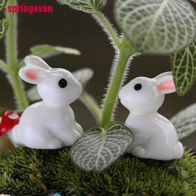 Set 2 tượng chú thỏ mini dành cho trang trí sân vườn chậu cây cổ tích