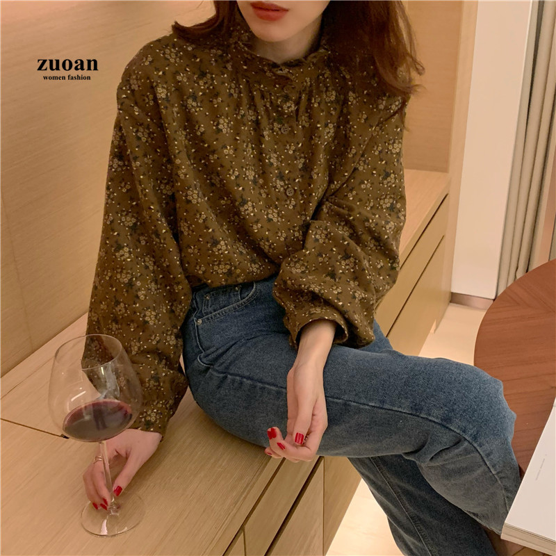 SUXI Áo Sơ Mi Hoa Tay Dài Thời Trang Dành Cho Nữ