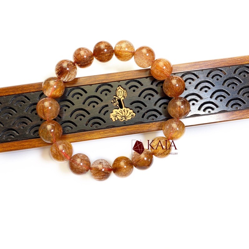 Vòng tay thạch anh tóc đỏ nâu 11 li - KAIA