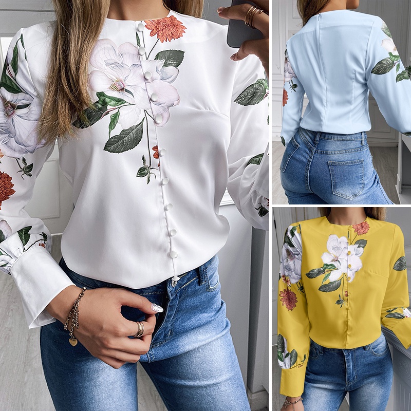 Áo sơ mi Zanzea dáng rộng in họa tiết phong cách retro cho nữ