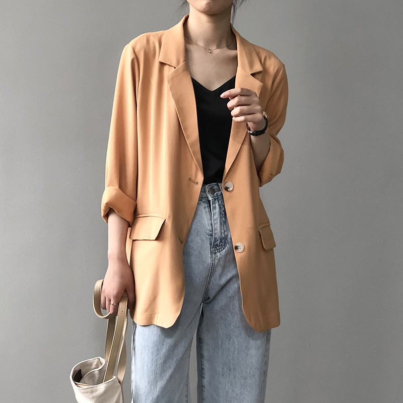 ẢNH THỰC TẾ - Áo Khoác Blazer Trơn YINNAN Phong Cách Hàn Quốc – AK125 (Nhập Công Ty + Có Móc và Bịch Treo Blazer)