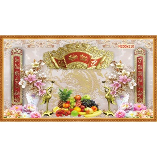 Tranh lụa trang trí bàn thờ Kt 2m*1,1m