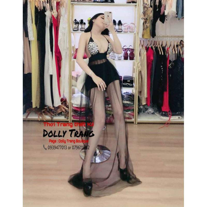 Đầm maxi cột dây kết đá sexy