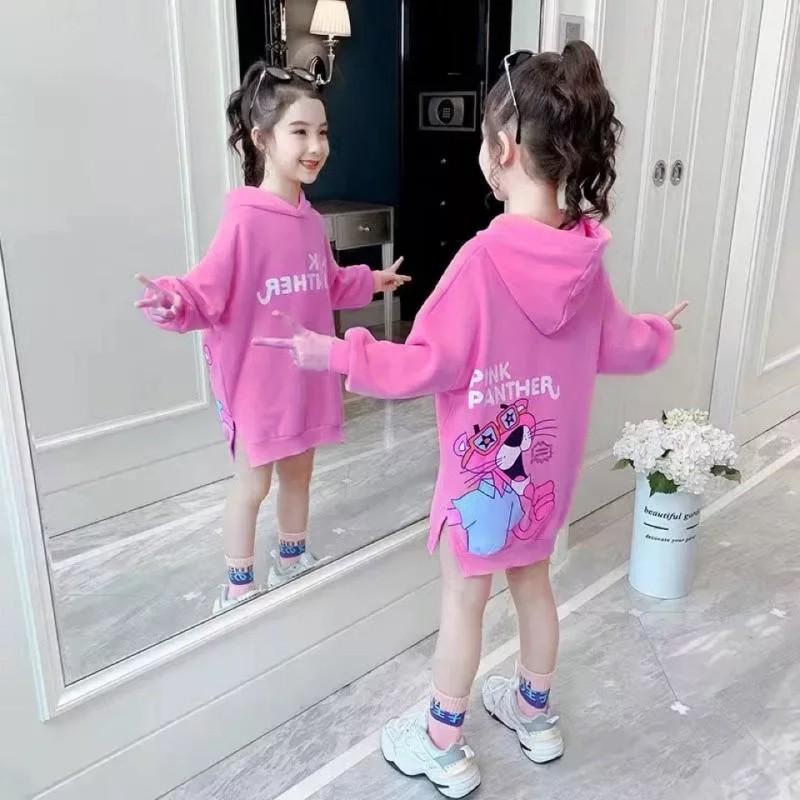 Đầm Tay Dài Có Mũ Trùm Đầu In Hình Dễ Thương Cho Bé Gái