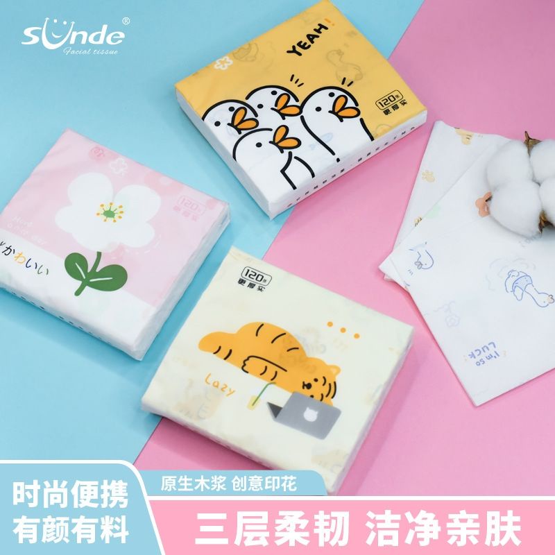 Khăn tay giấy vẽ gói nhỏ sunde phim hoạt hình in giấy vẽ giấy vệ sinh gói nhỏ khăn giấy tiện lợi khăn tay giấy bột giấy khăn ăn