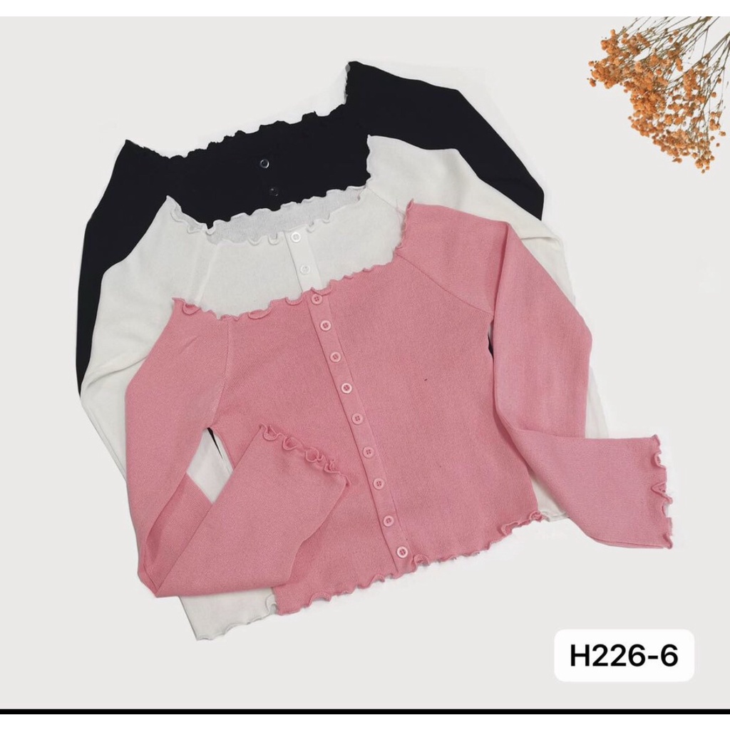 Áo len croptop dài tay trễ vai hàng khuy kiểu dáng trẻ trung freesize | BigBuy360 - bigbuy360.vn