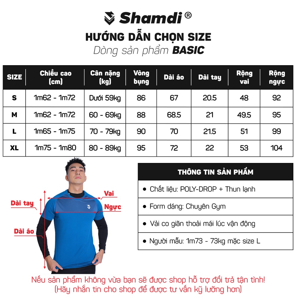 Đồ tập gym nam Shamdi bộ áo quần tập gym vải Poly-drop công nghệ may lỗ kim 984 / 923-2