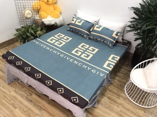 Bộ Ga Gối Cotton Poly 3 Món - GIVENCHY XANH