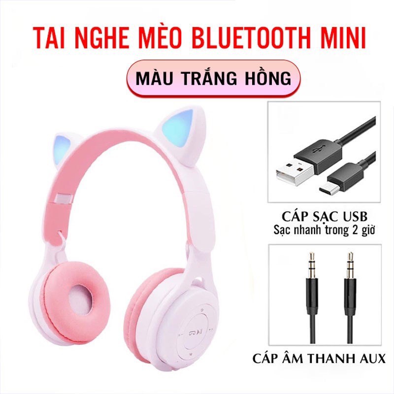 Tai Nghe Mèo Bluetooth Chụp Tai,Headphone Tai Mèo Dễ Thương Có Mic,Âm Bass Mạnh Mẽ Siêu Màu Sắc Đa Dạng Cute BH 12 Tháng | BigBuy360 - bigbuy360.vn