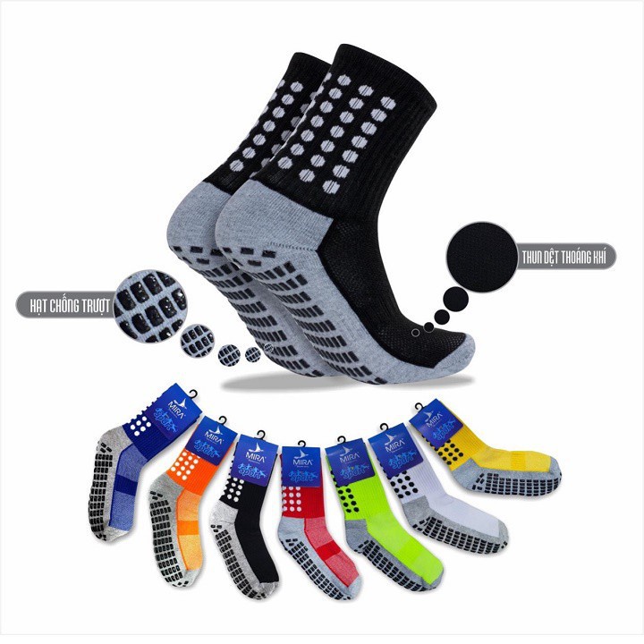 Tất chống trơn, vớ chống trơn thể thao bóng đá, bóng chuyền, bóng rổ nhiều màu
