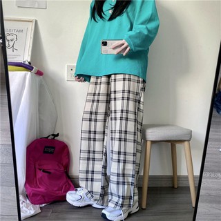 Quần Nữ Ống Rộng Lưng Cao Sọc Caro Vải Thô Mềm - Quần Kẻ Caro Ulzzang Dáng Suông Nhiều Màu TQD11