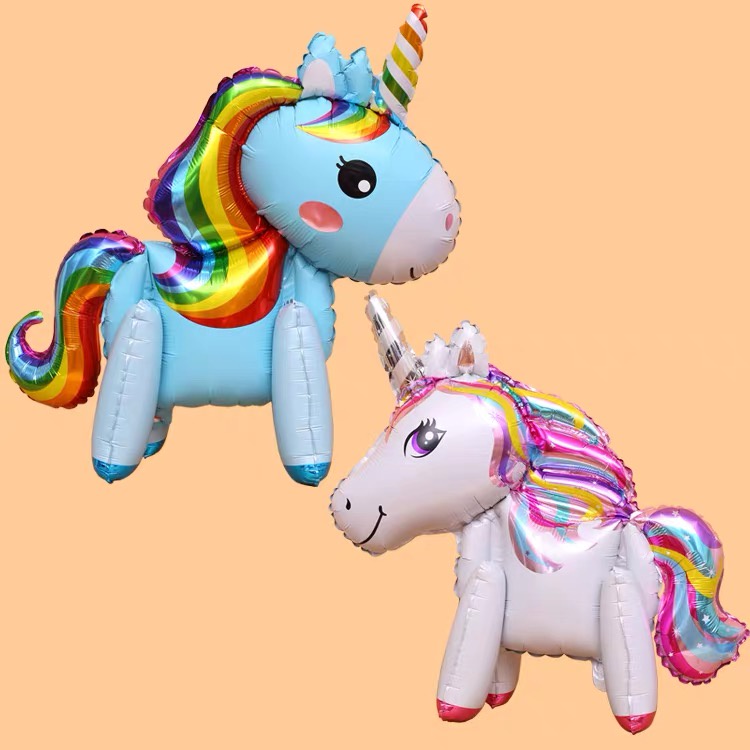 Bóng ngựa Pony 3D bóng nhôm ngựa unicorn kì lần 1 sừng trang trí sinh nhật bé trai bé gái HAPPYKID BNPONY