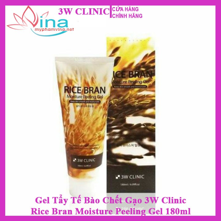 Gel Tẩy Tế Bào Chết Gạo 3W Clinic Rice Bran Moisture Peeling Gel 180ml