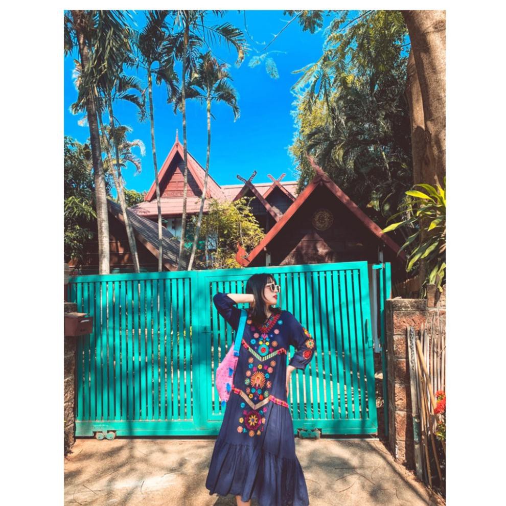 Đầm Boho Thổ Cẩm Thêu Họa Tiết Sắc Màu Thái Lan - kèm ảnh chi tiết từng đường kim mũi chỉ | BigBuy360 - bigbuy360.vn