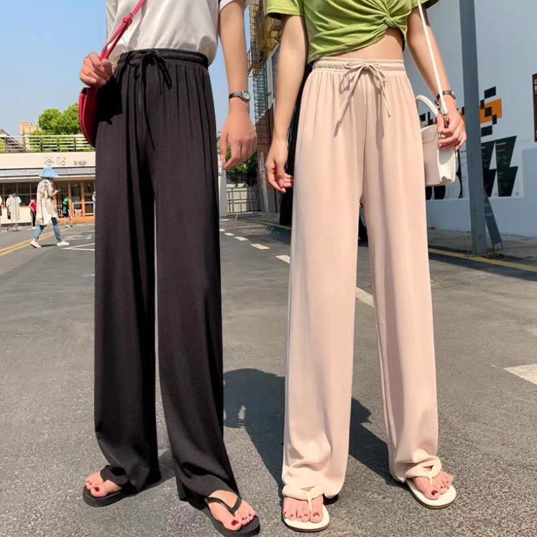 Quần Culottes Thun Tăm Ống Rộng Nữ [FREESHIP] Sớ cạp chun dáng suông co dãn màu ĐEN | BE | NÂU Ulzzang HOT  ྇