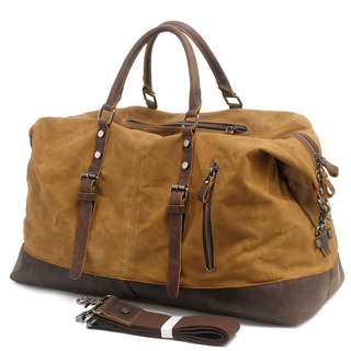 Túi Du Lịch Vải Canvas da bò thật bảo hành da 5 năm TT01 - BLACKLEATHER