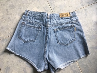 Quần short jean trơn lưng cao