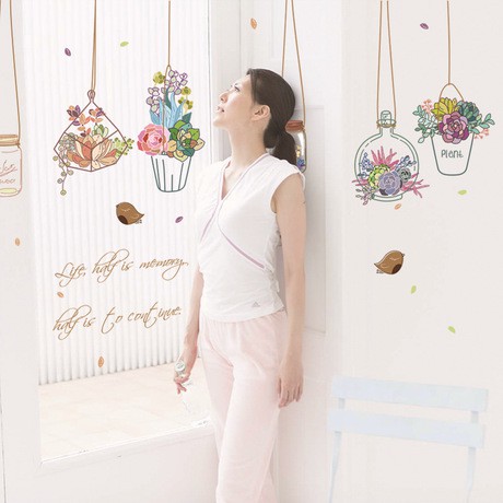 🏵️🏵️Tranh dán tường NHỮNG GIỎ HOA XINH XẮN cho các cô nàng yêu hoa - Decal dán tường