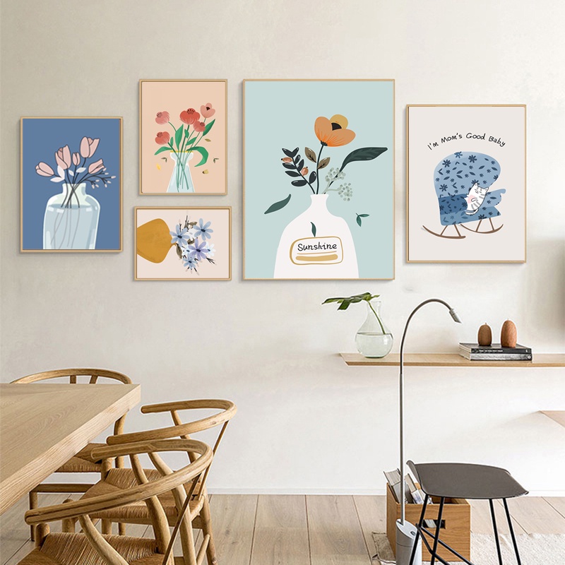 Lõi tranh treo tường vải canvas chống nước họa tiết hoạt hình xinh xắn