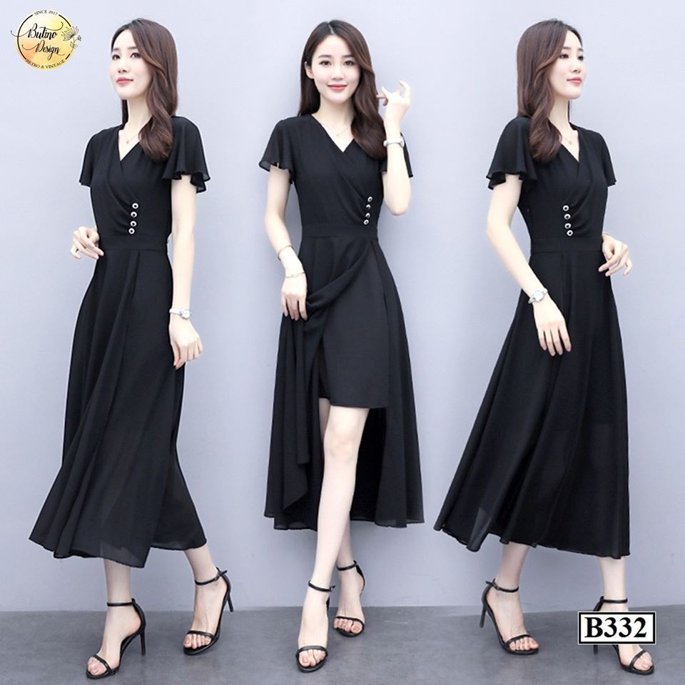 [FREESHIP] Váy đầm suông B332 Đen BUTINO SHOP thời trang nữ hàng thiết kế Cao Cấp