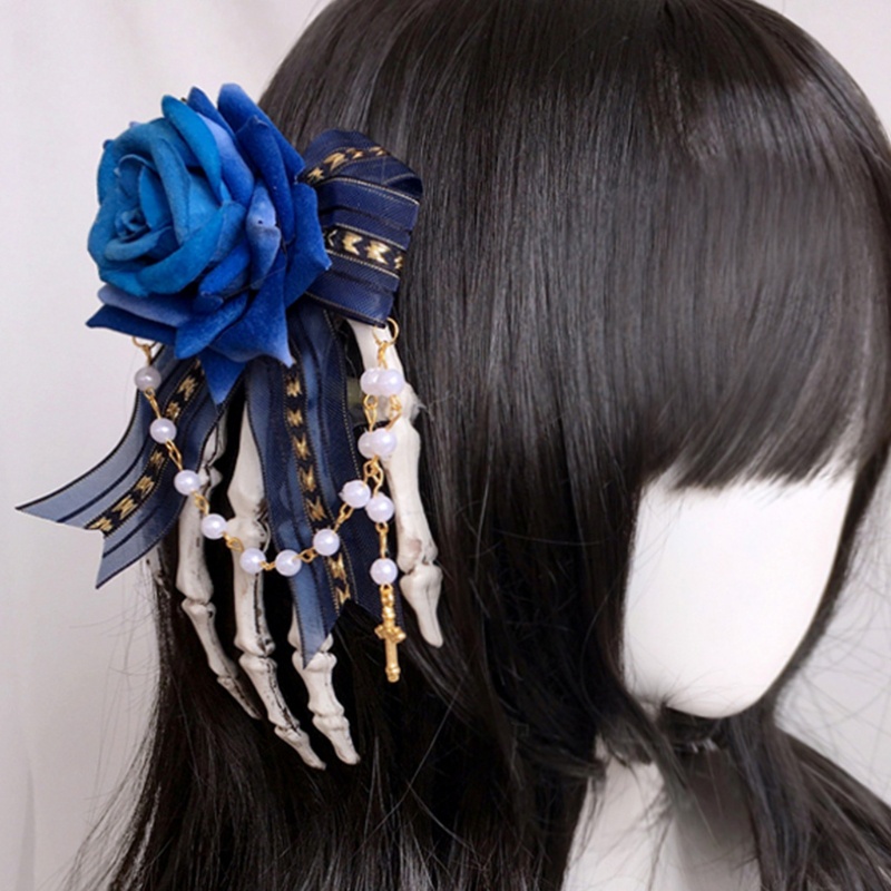 Kẹp Tóc Ruy Băng Đính Hạt Ngọc Trai Nhân Tạo Cho Bé