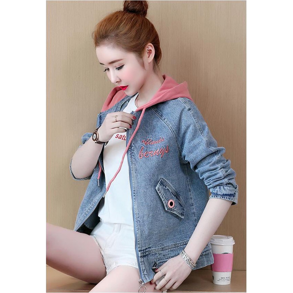 Áo Khoác Jean Nữ Nón Trùm Thời trang
