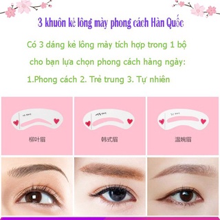 Bộ khuôn kẻ mày 3 dáng vẽ lông mày cực nhanh - khuồn kẻ lông mày mẫu mới cho chị em