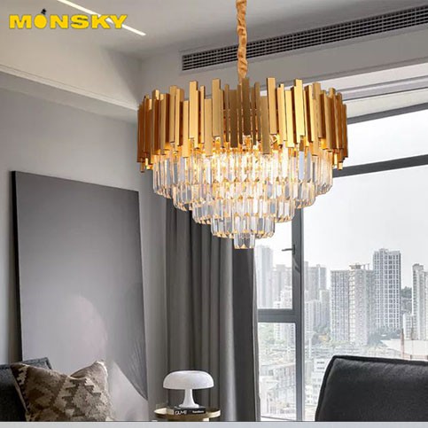 Đèn thả mâm MONSKY DOTTO pha lê loại tròn D600 phong cách hiện đại, sang trọng - (105).