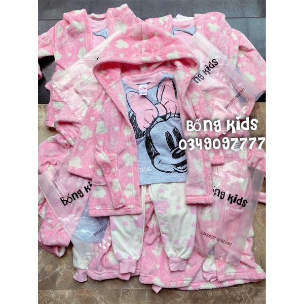 Set 3 Món Bé Gái Minnie Hồng Kèm Choàng DN