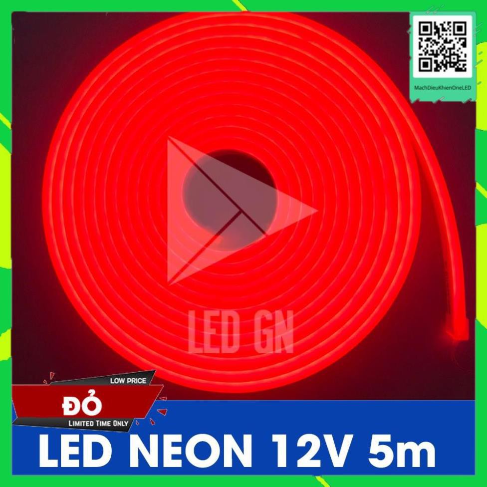 LED Dây Neon Dẻo 12V 5m - Đủ 8 Màu