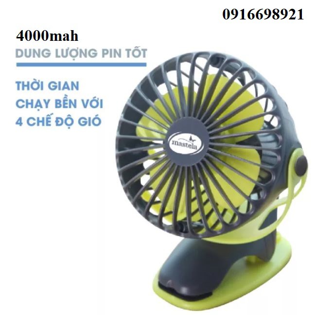 Quạt sạc Kẹp Cạnh Bàn mini xoay góc 720 độ, quạt đến 20 tiếng, đế kẹp đa năng hoặc đặt bàn