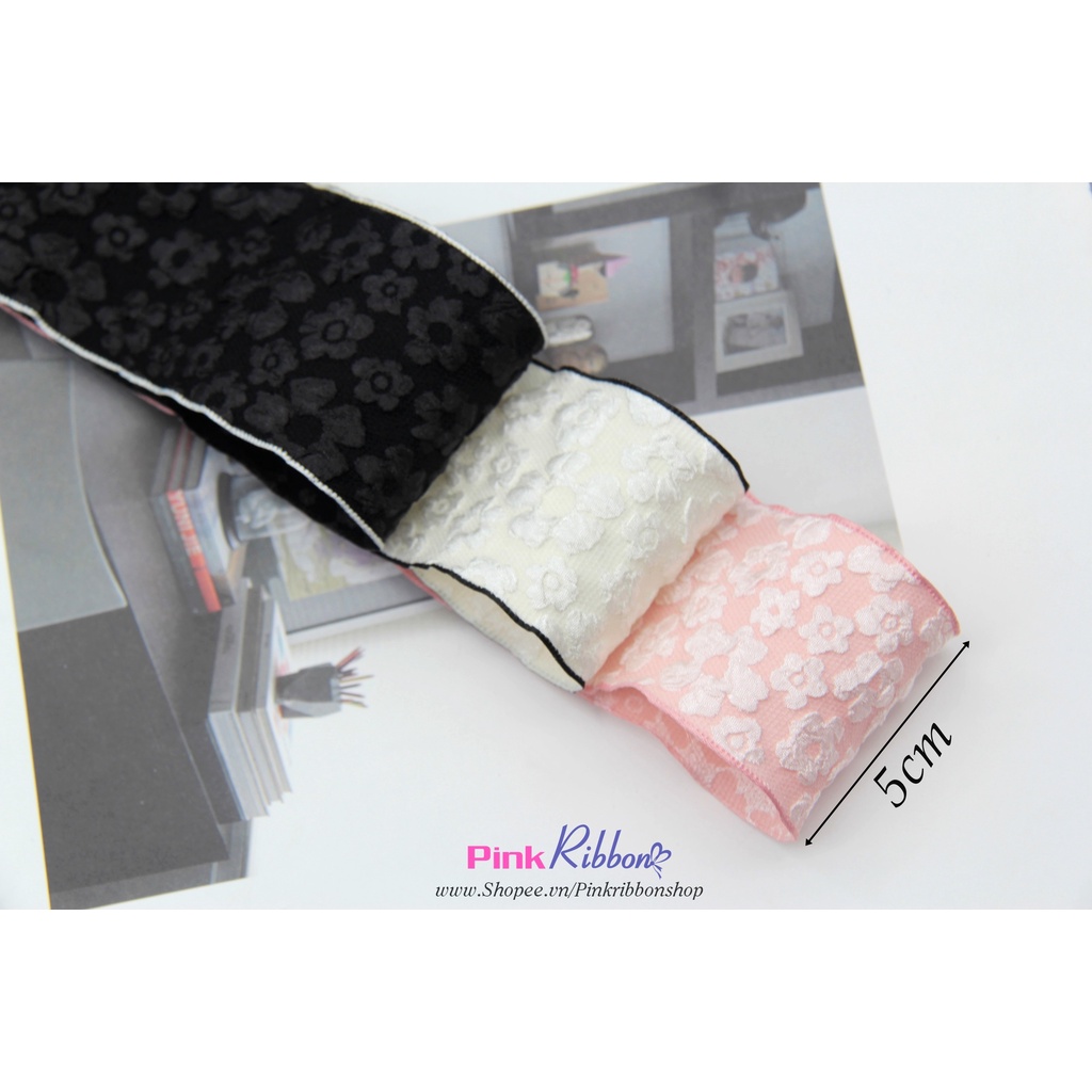 Vải gấm hoa 3D kích thước 5cm