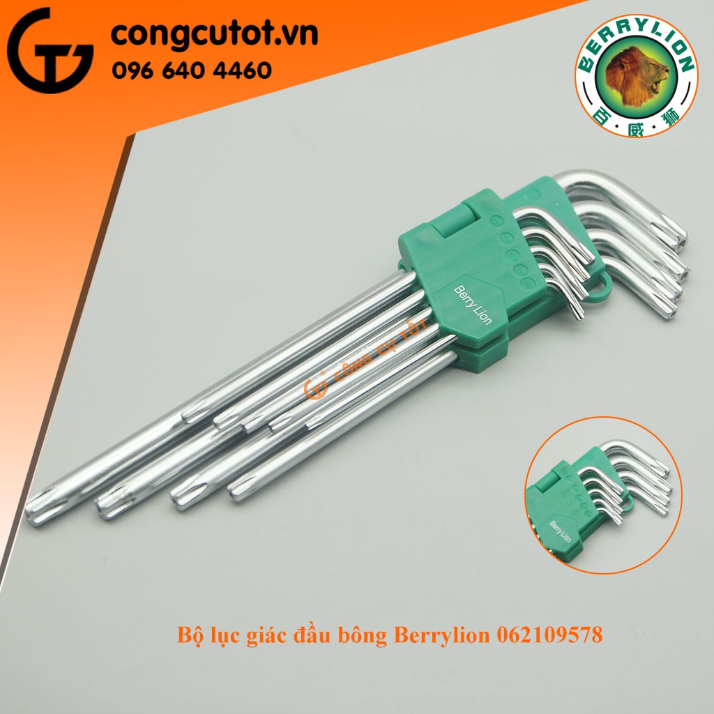 Bộ lục giác 9 cây đầu bông T10 - T50 cây chữ L Berrylion 22mm