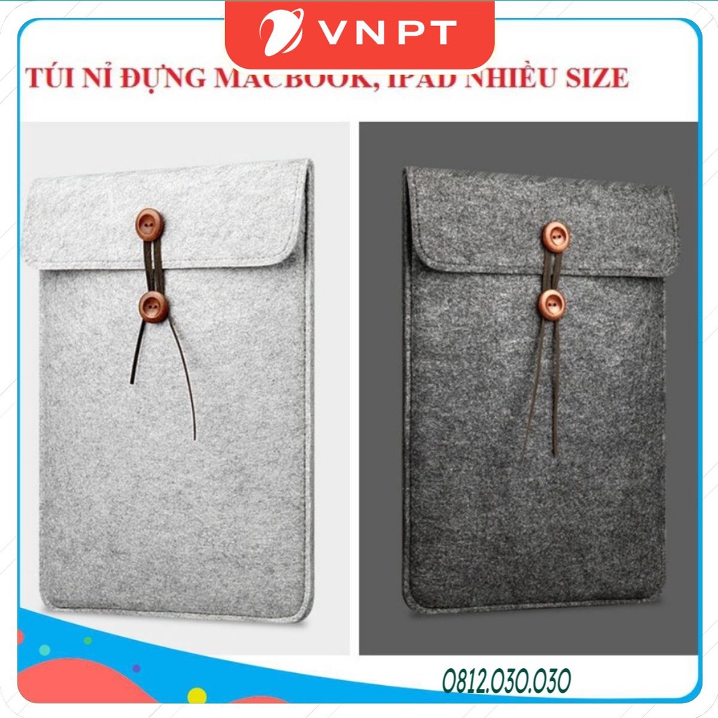 Túi Nỉ Chống Sốc Bảo Vệ Laptop - Macbook Air Pro 11 inch, 12 inch, 13 inch, 14 inch, 15 inch, 16 inch.