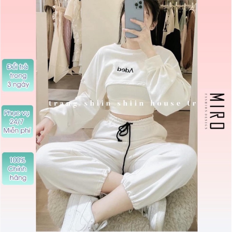 Set 3 món trắng croptop mix quần bom trắng tặng kèm áo balo trong Hàng Qc loại 1 (nhiều màu)