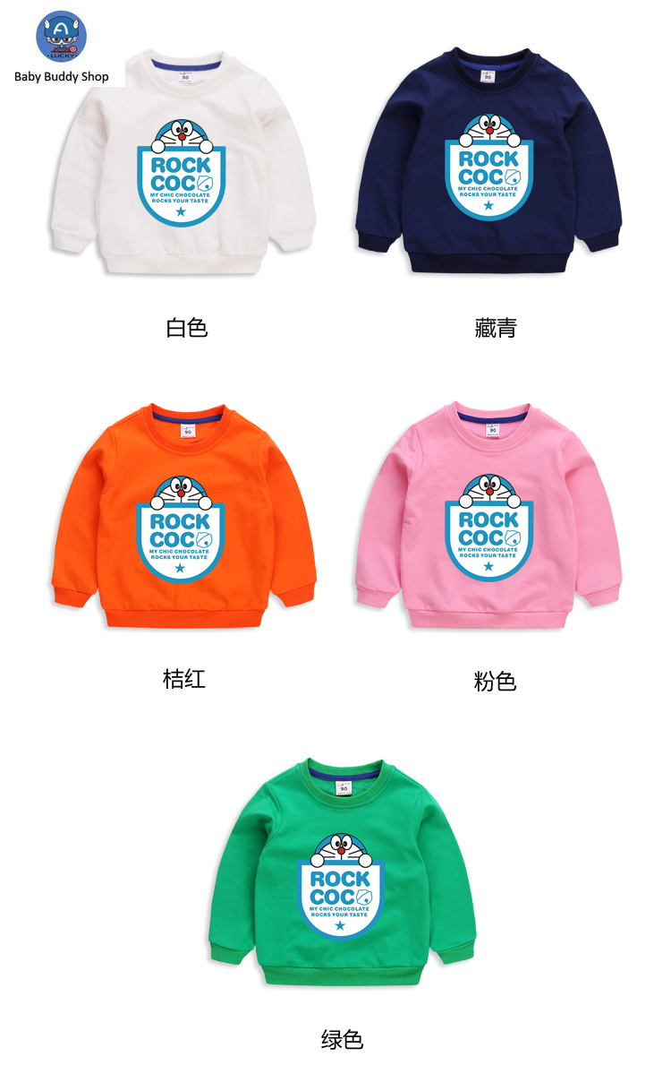 Áo Thun Tay Dài In Hình Doraemon Dễ Thương 10 Màu Lựa Chọn Cho Bé