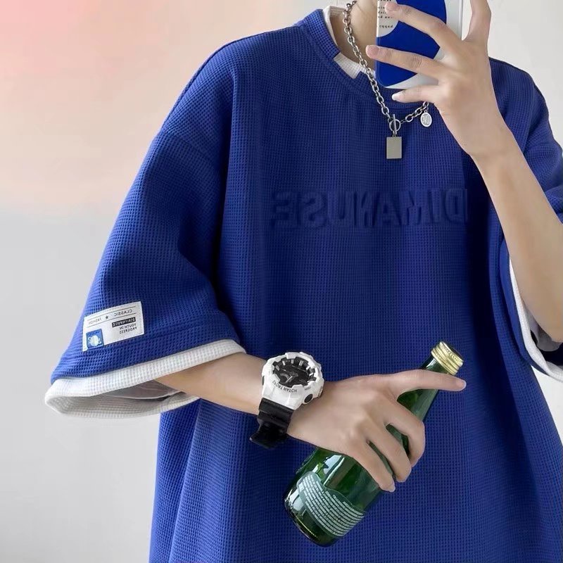 Áo phông nữ  áo đôi áo nam Hàn Quốc Màu sắc rắn simple áo thun nam cổ tròn áo bigsize mùa hè áo thun unisex