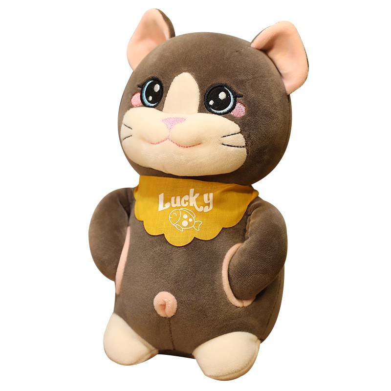 Gấu bông mèo Lucky đeo khăn có chỗ để tay giữ ấm kích thước 40-50-60cm NEOCI