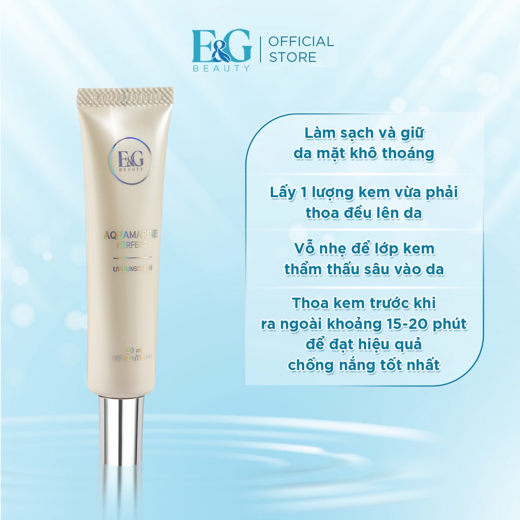 Kem Chống Nắng SPF 50+, PA ++++ Chống nắng phổ rộng, dưỡng ẩm, chống lõa hóa E&G Aquamarine Perfect UV Sunscreen