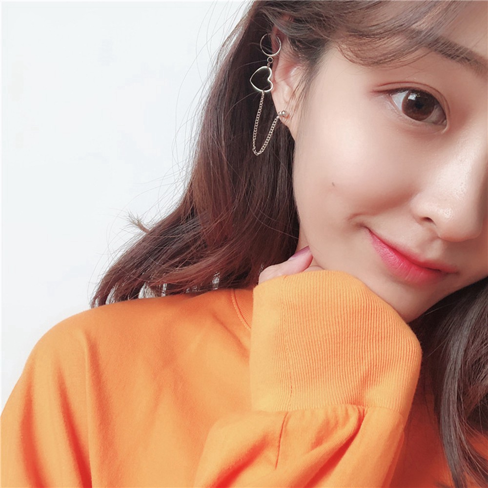 1 Khuyên Tai Hình Trái Tim Phong Cách Hàn Quốc Cho Nữ