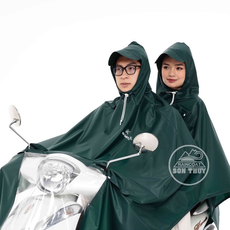 Áo mưa choàng 2 mũ vải nhựa PVC nhập khẩu chính hãng Sơn Thuỷ đa dạng màu nam nữ
